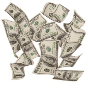Falling dollar bills